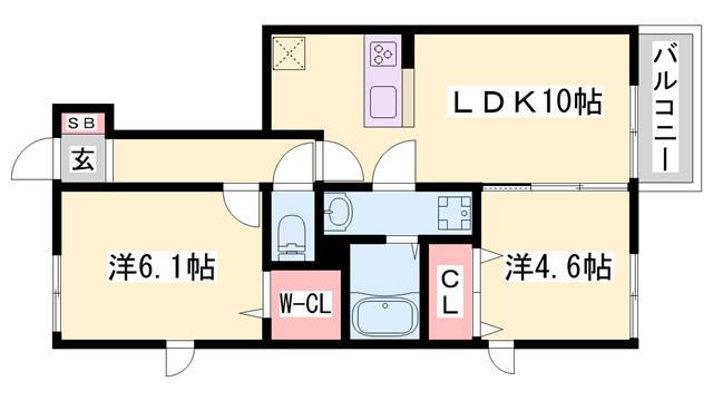 サンロイヤル(2LDK/1階)の間取り写真
