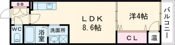 F ASECIA RUMINA(1LDK/1階)の間取り写真