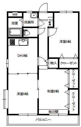 アズールシャイン(3DK/1階)の間取り写真