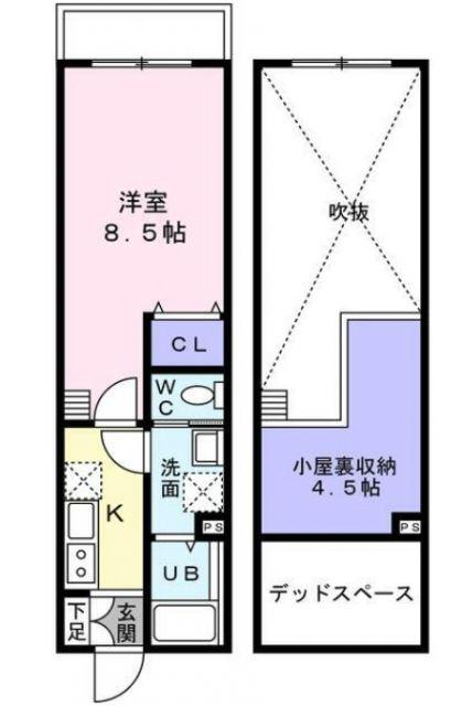 SパレスIV(1K/1階)の間取り写真