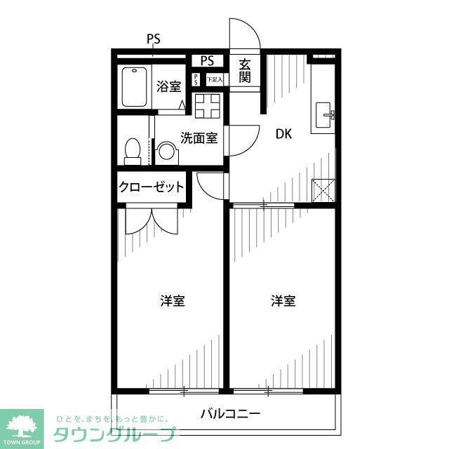 アムール K(2DK/1階)の間取り写真