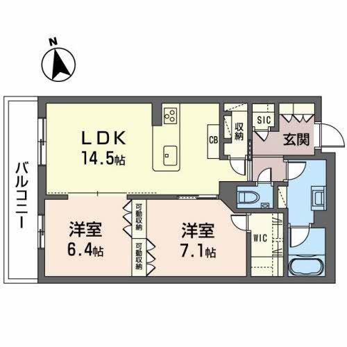 KORYO NEST 浄水(2LDK/3階)の間取り写真