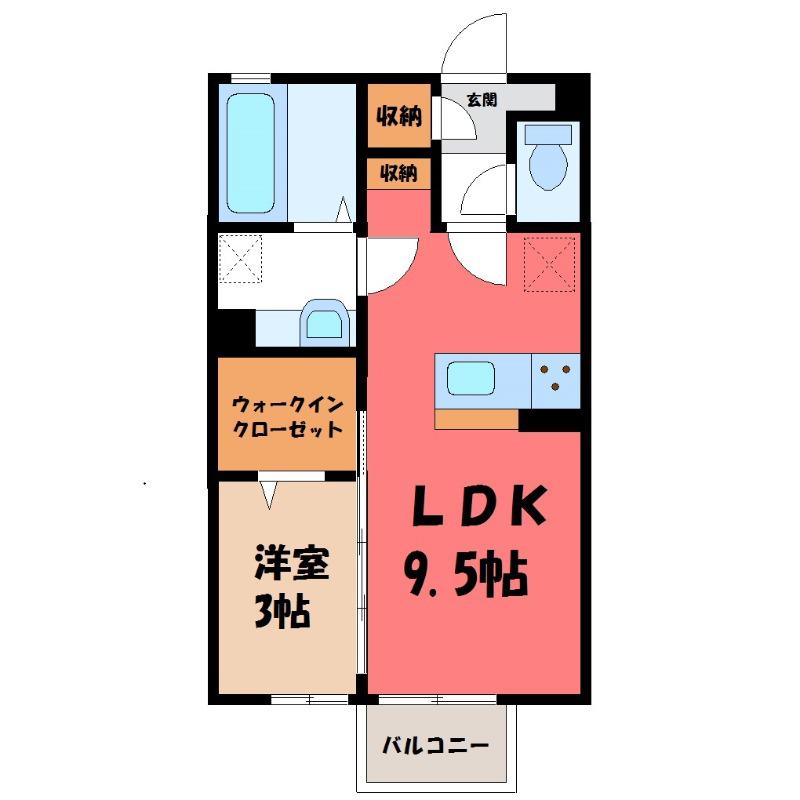 クルークヒル(1LDK/2階)の間取り写真