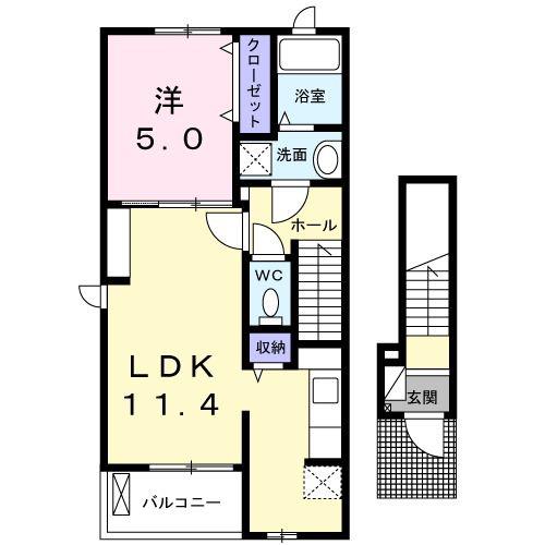 アーロンクレスト(1LDK/2階)の間取り写真