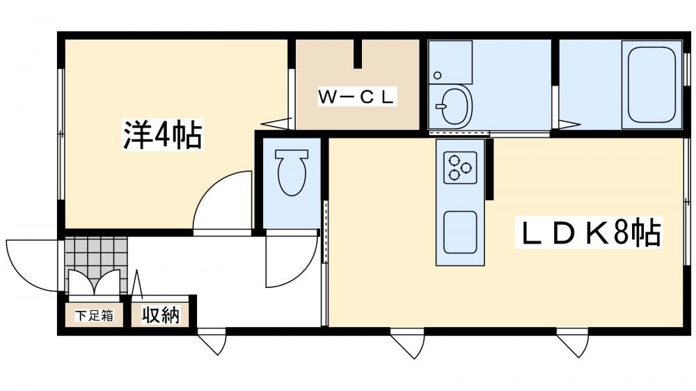 クレストヴィラ弐番館(1LDK/2階)の間取り写真