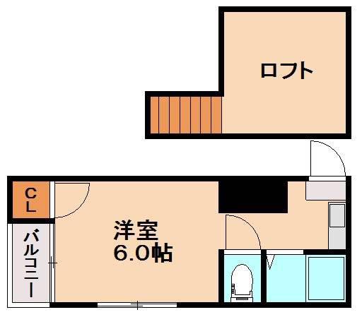ハイルーフ春日原(ワンルーム/2階)の間取り写真