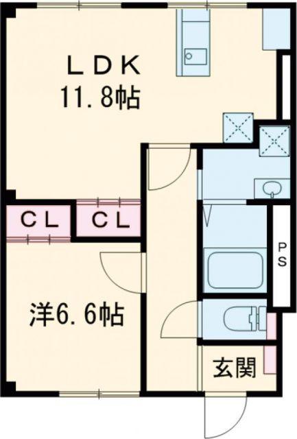 上袋グリーンハイツ(1LDK/1階)の間取り写真