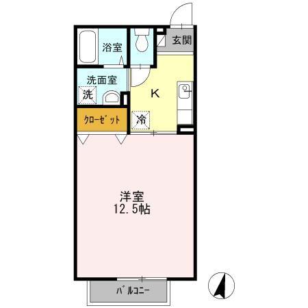 リースランド富士見I(1K/1階)の間取り写真
