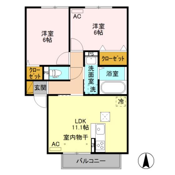 セゾン ド ルミエール(2LDK/1階)の間取り写真