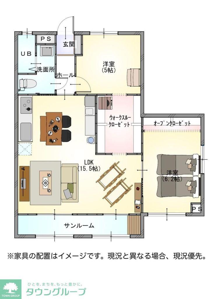 北寺尾マンション(2LDK/1階)の間取り写真