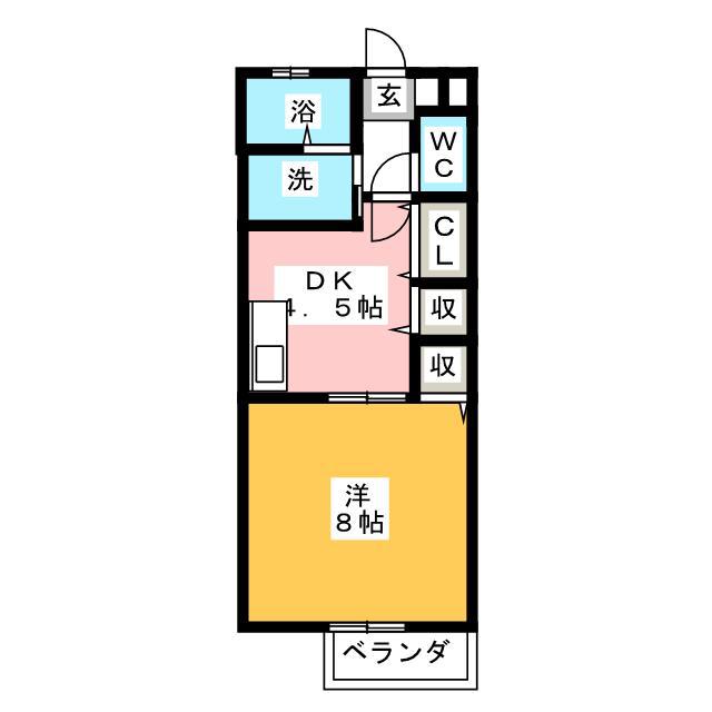 静岡県静岡市清水区 2階建 築26年(1DK/2階)の間取り写真