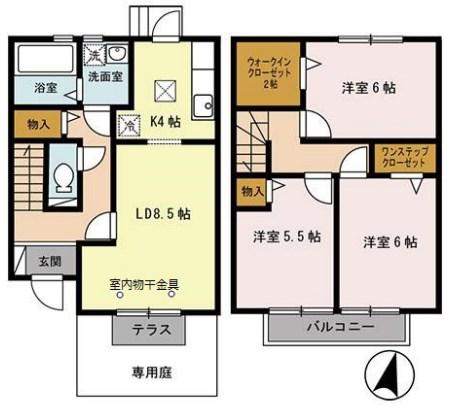 エクセレント(3LDK/1階)の間取り写真