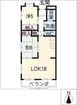 グリーンハイツ白壁(2LDK/2階)の間取り写真