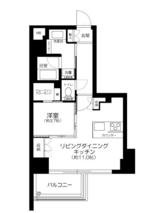 グランスイート日本橋エイペックス(1LDK/5階)の間取り写真