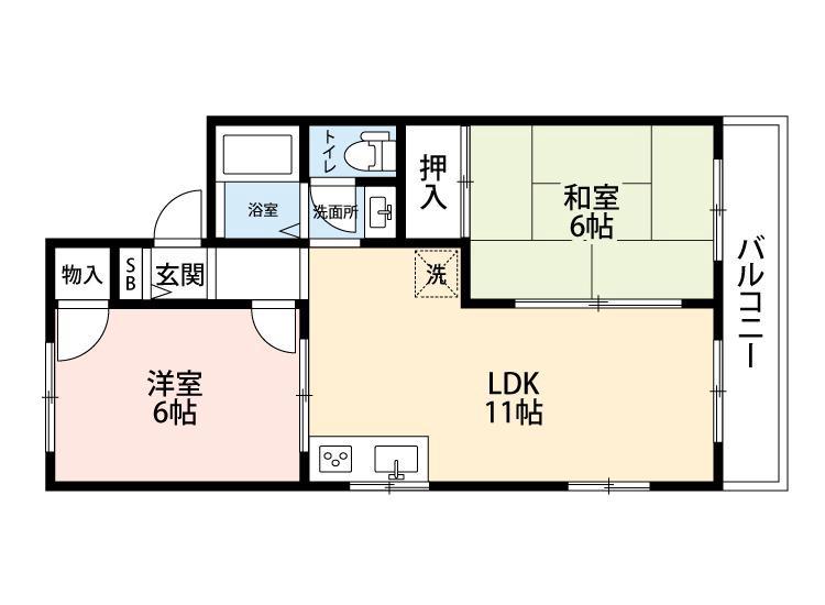 ブランドール緑町(2LDK/1階)の間取り写真