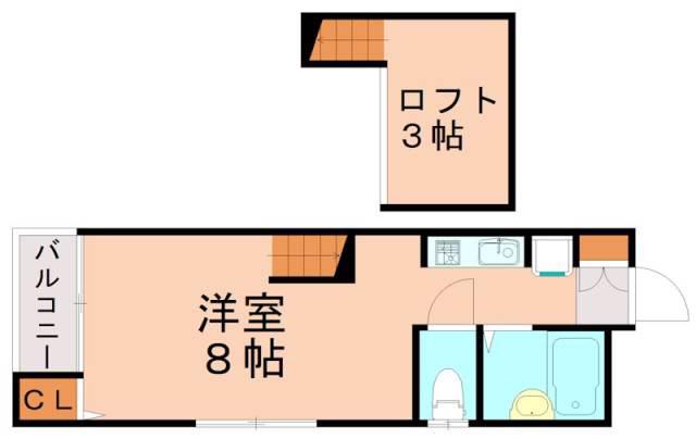 とまと百年橋Ⅱ(ワンルーム/2階)の間取り写真
