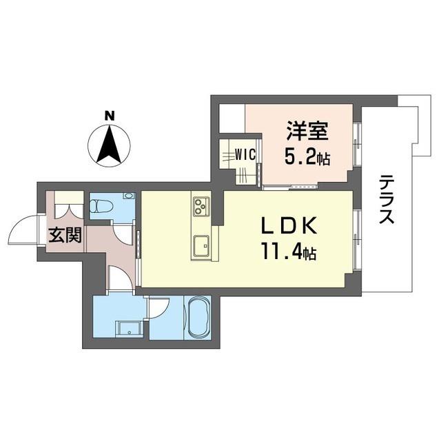 アンビエラ武蔵小杉(1LDK/1階)の間取り写真