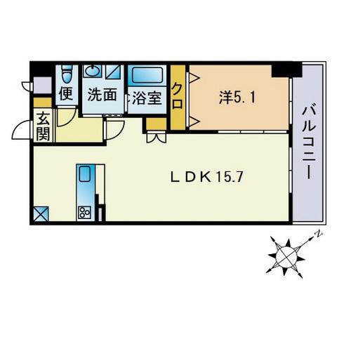 ロータス博多(1LDK/7階)の間取り写真