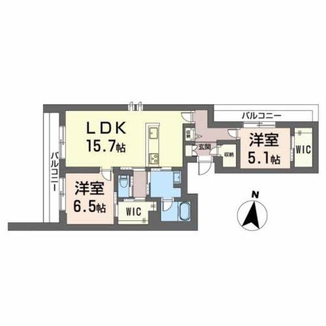 サザンブライト碩田(2LDK/2階)の間取り写真