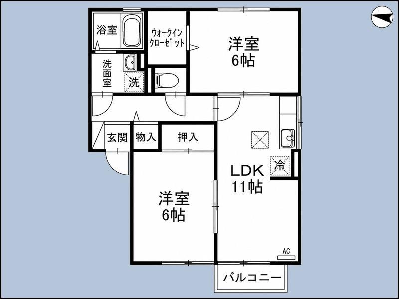 フローラルアベニューA棟(2LDK/2階)の間取り写真
