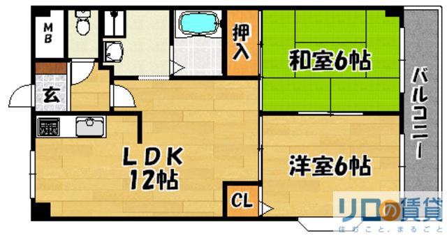 AMIJIKマンション(2LDK/2階)の間取り写真
