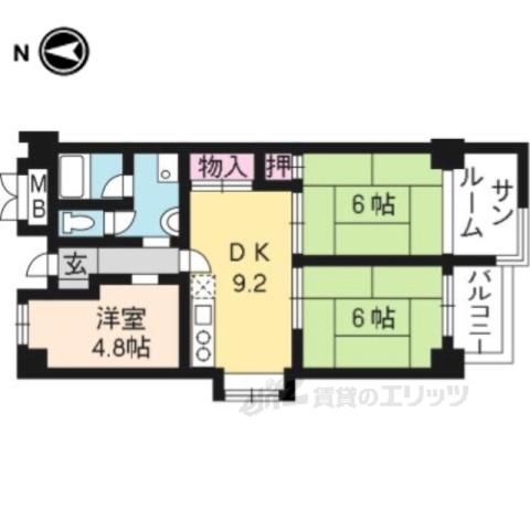 イヌイ星の子ハイツ(3DK/5階)の間取り写真