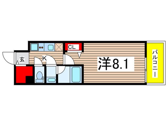 ROOTS KIKUKAWA(1K/4階)の間取り写真