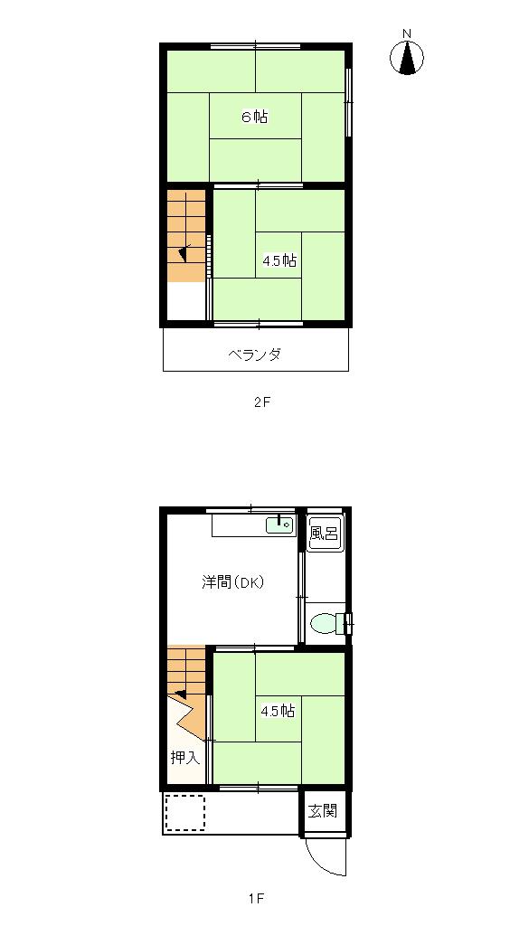 竹翠荘(3DK/1階)の間取り写真