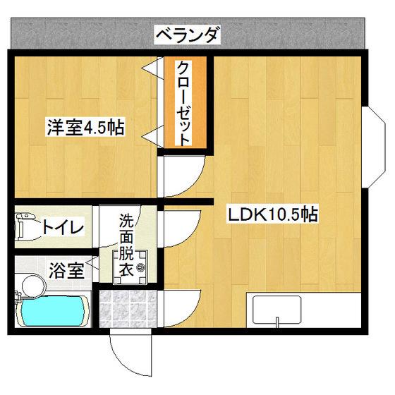 ＪＲ高崎線 熊谷駅 徒歩30分 2階建 築37年(1LDK/1階)の間取り写真
