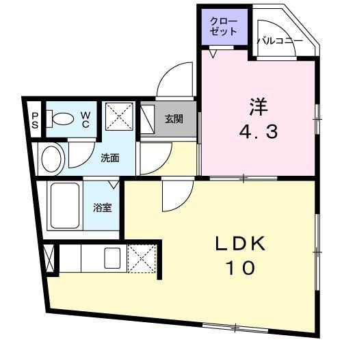 シルバーヴァイン(1LDK/2階)の間取り写真