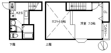トロープ姪浜(1K/1階)の間取り写真