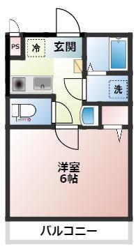 カッシーナ本所吾妻橋(1K/3階)の間取り写真