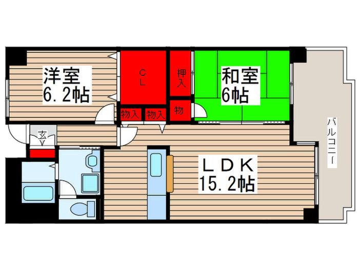 ゴールドファイブ幸(2LDK/4階)の間取り写真