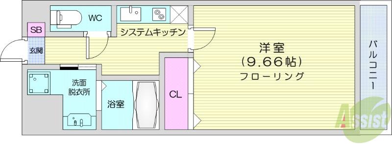 SKY TERRACE MARUSYO(1K/2階)の間取り写真