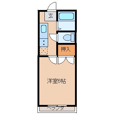 アリス塩竈A(1K/1階)の間取り写真