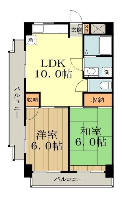 グローリアス(2LDK/3階)の間取り写真