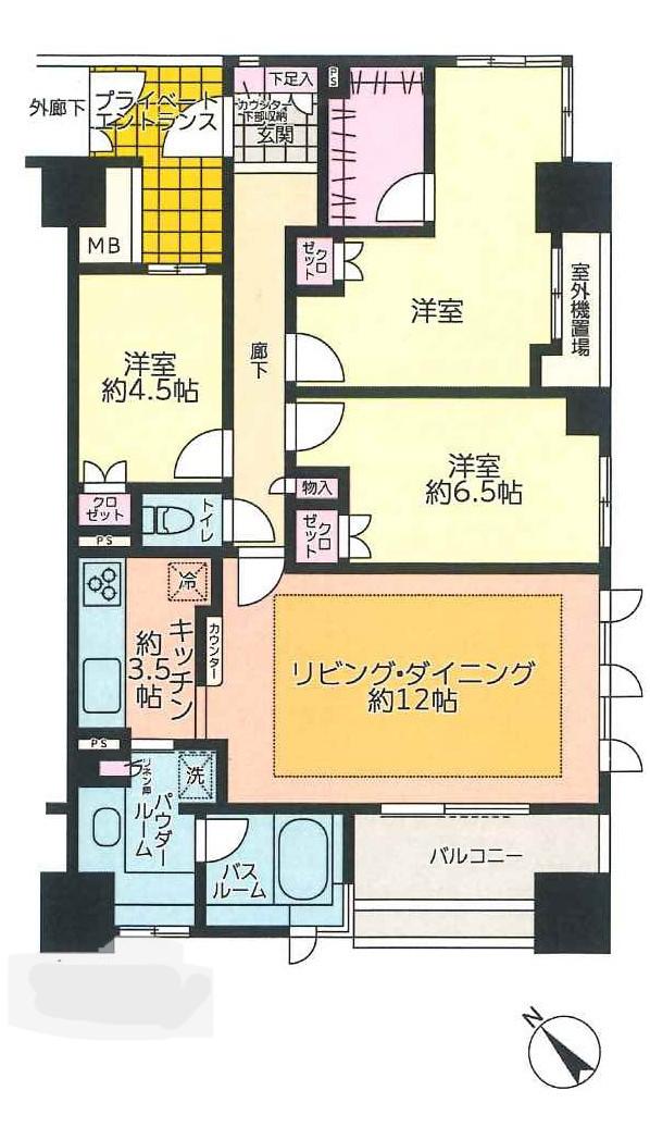 ビーコンヒル能見台センターヒル・E館(3SLDK/5階)の間取り写真