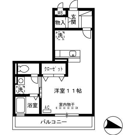 アルテール(ワンルーム/2階)の間取り写真