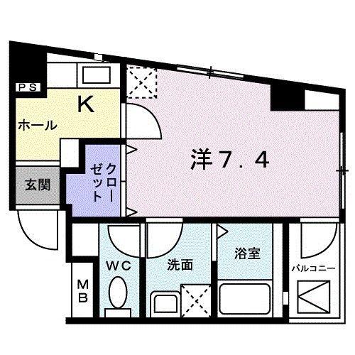 39BLD.B(1K/2階)の間取り写真