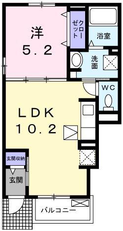 ハッピーハウス(1LDK/1階)の間取り写真