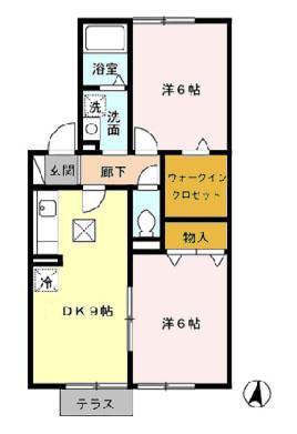 PLAIRE D(2DK/1階)の間取り写真