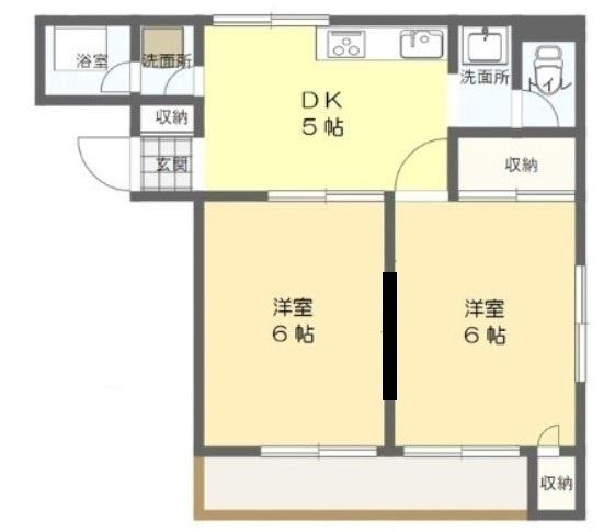 三京ハイツ(2DK/3階)の間取り写真