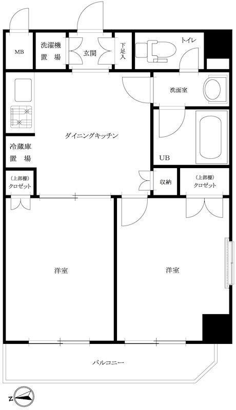 ルーブル高田馬場参番館(2DK/7階)の間取り写真
