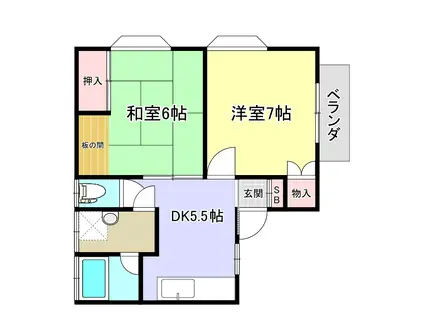 萩ハイツ(2DK/2階)の間取り写真