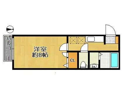 ソレアード柏木(1K/2階)の間取り写真