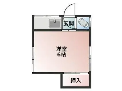 藤荘(ワンルーム/2階)の間取り写真