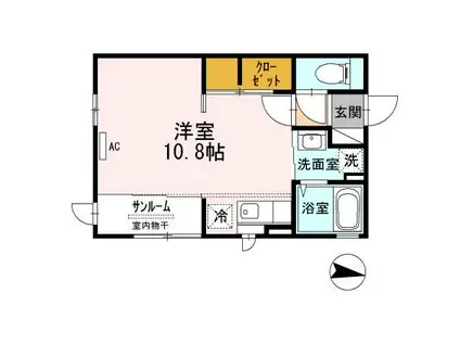 メープルヒル(ワンルーム/1階)の間取り写真