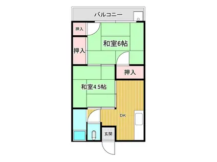 きららアパート(2DK/2階)の間取り写真
