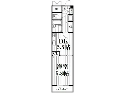 ファミール吉田III(1DK/2階)の間取り写真