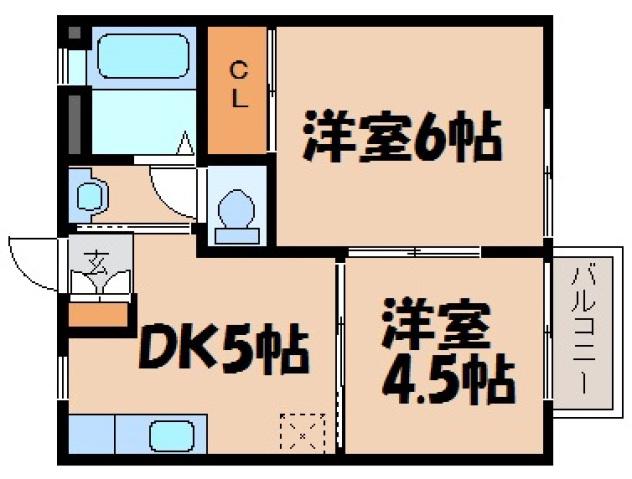 ミレニアム(2DK/2階)の間取り写真